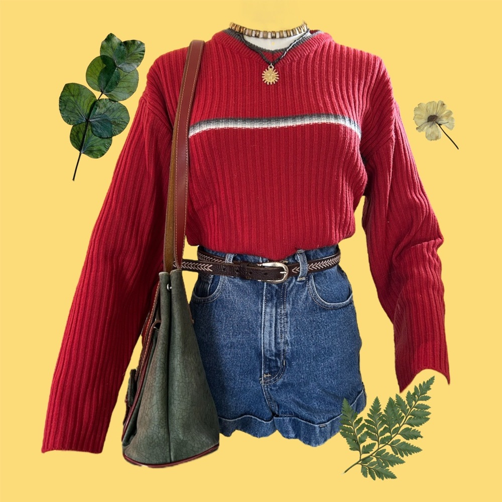 Vintage 90s red striped sweater